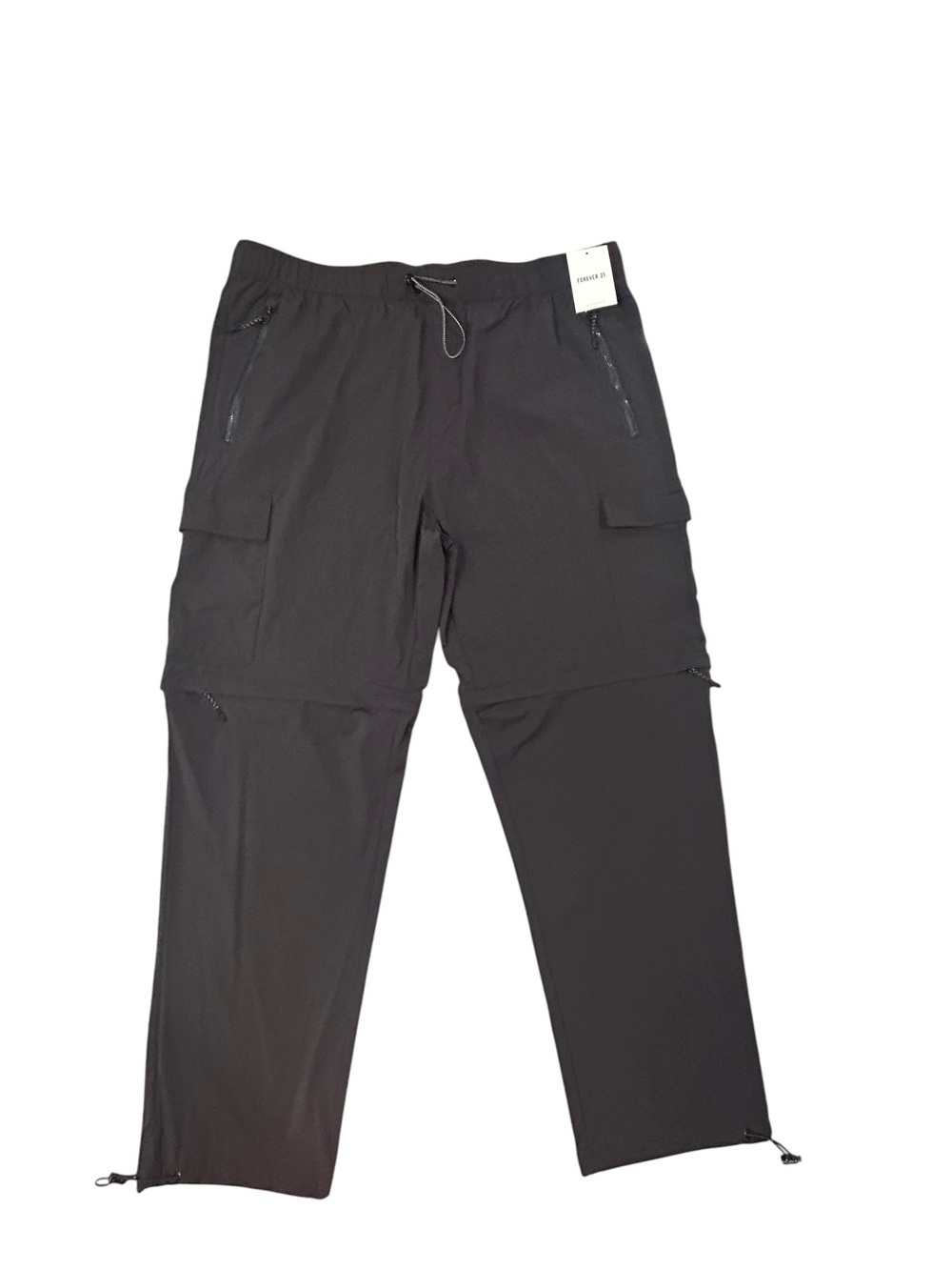 Forever 21 Men's Black Cargo Convertible  Zip-Off Jogger Pants XXL NWT Draw Cuff